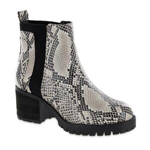 Mia Colten Chelsea Lug Sole Boots Block Heel Snake Skin Print Gray Womens US 9M
